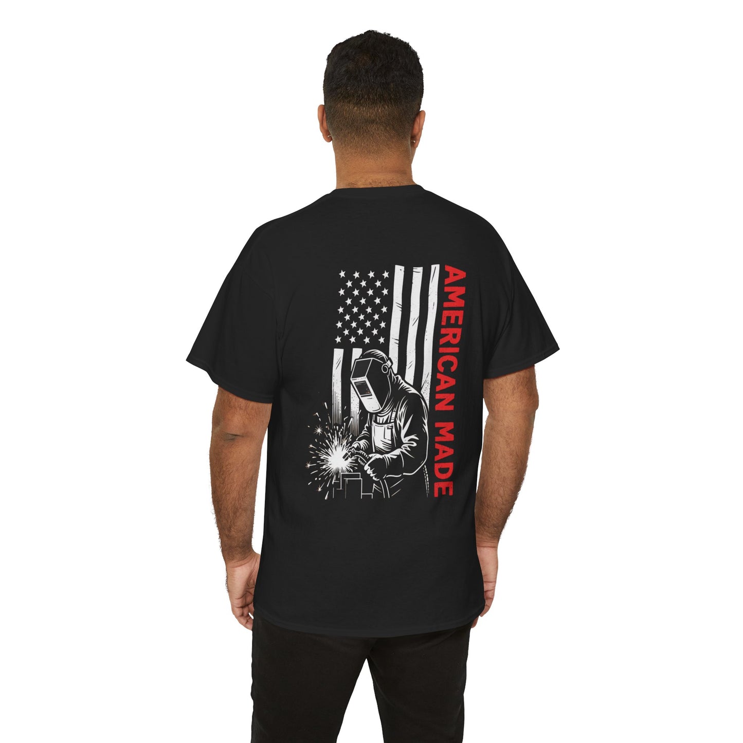 NOE “American Made” Welding T-Shirt – Exclusive North Metal Design | Patriotic Unisex Softstyle Tee for Welders