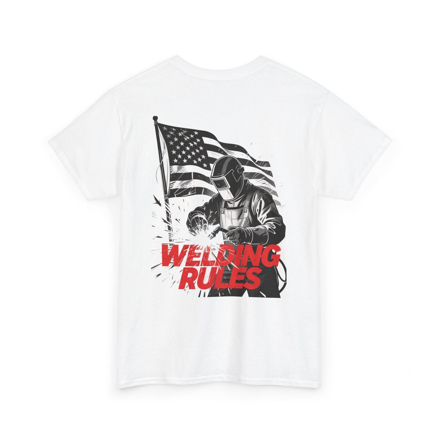 NOE “Welding Rules” Unisex Softstyle T-Shirt – Exclusive North Metal Design | Patriotic Welder Graphic Tee for Tradespeople