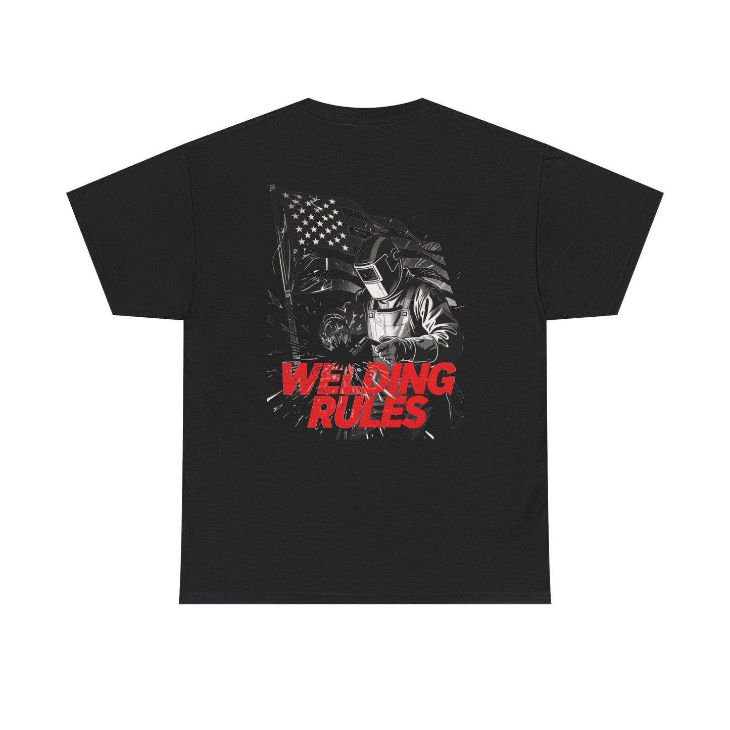NOE “Welding Rules "Black Edition” Unisex Softstyle T-Shirt – Exclusive North Metal Design | Patriotic Welder Graphic Tee for Tradespeople