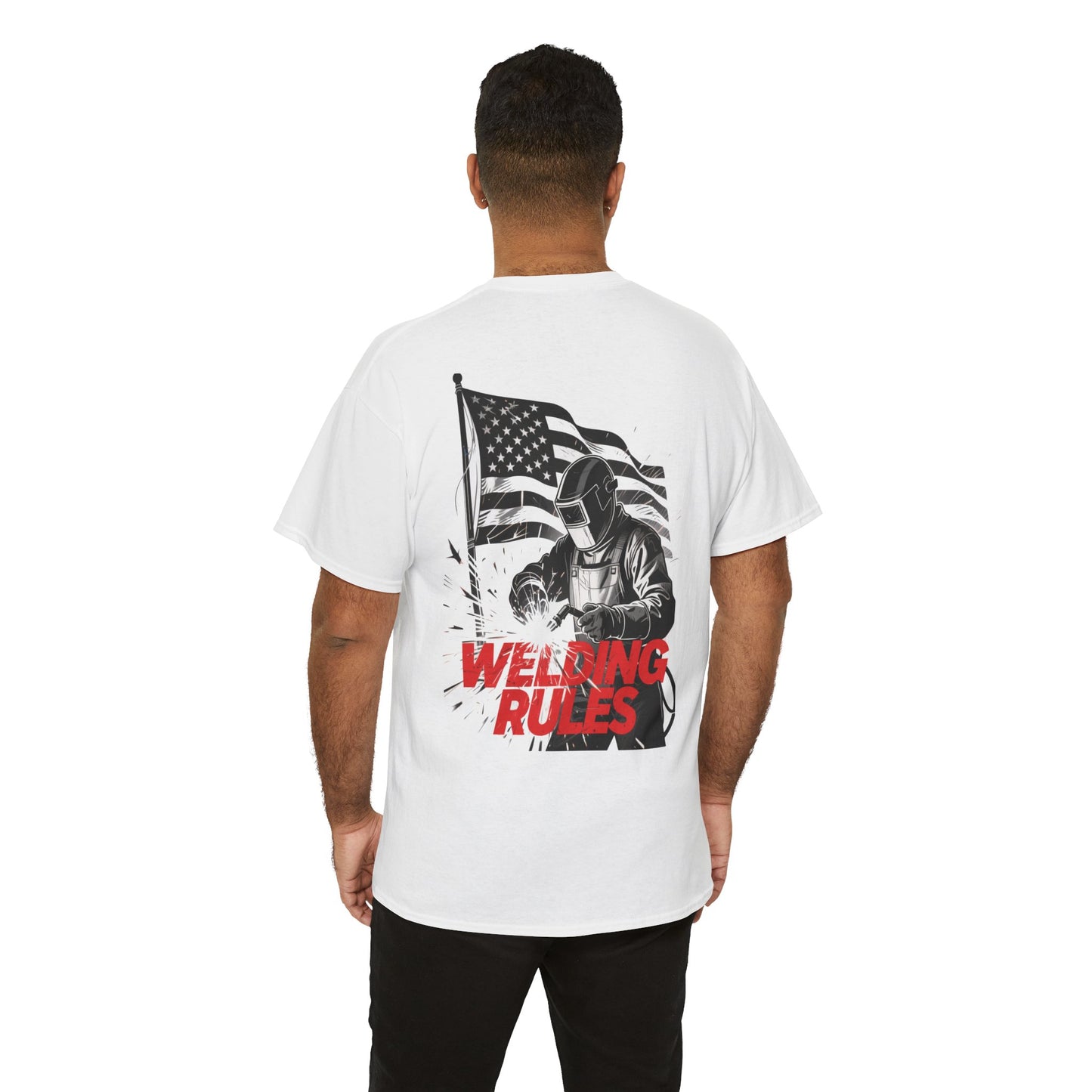 NOE “Welding Rules” Unisex Softstyle T-Shirt – Exclusive North Metal Design | Patriotic Welder Graphic Tee for Tradespeople