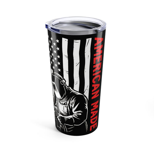 "NOE" Patriotic Welding Tumbler, Stainless Steel 20oz Cup, American Made Drinkware, Gift for Welders, USA Flag Tumbler, Custom Insulated Cup
