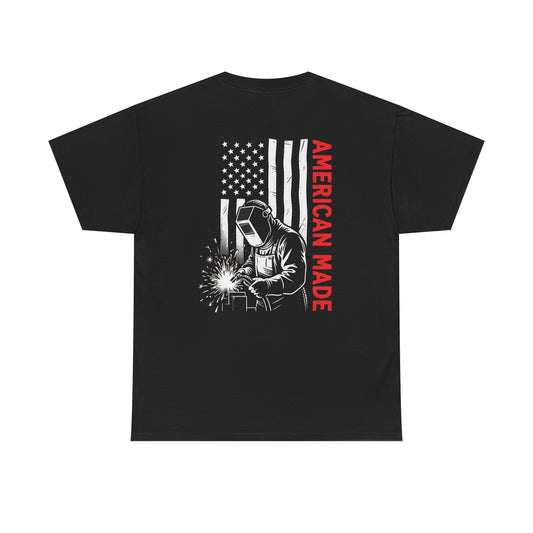 NOE “American Made” Welding T-Shirt – Exclusive North Metal Design | Patriotic Unisex Softstyle Tee for Welders