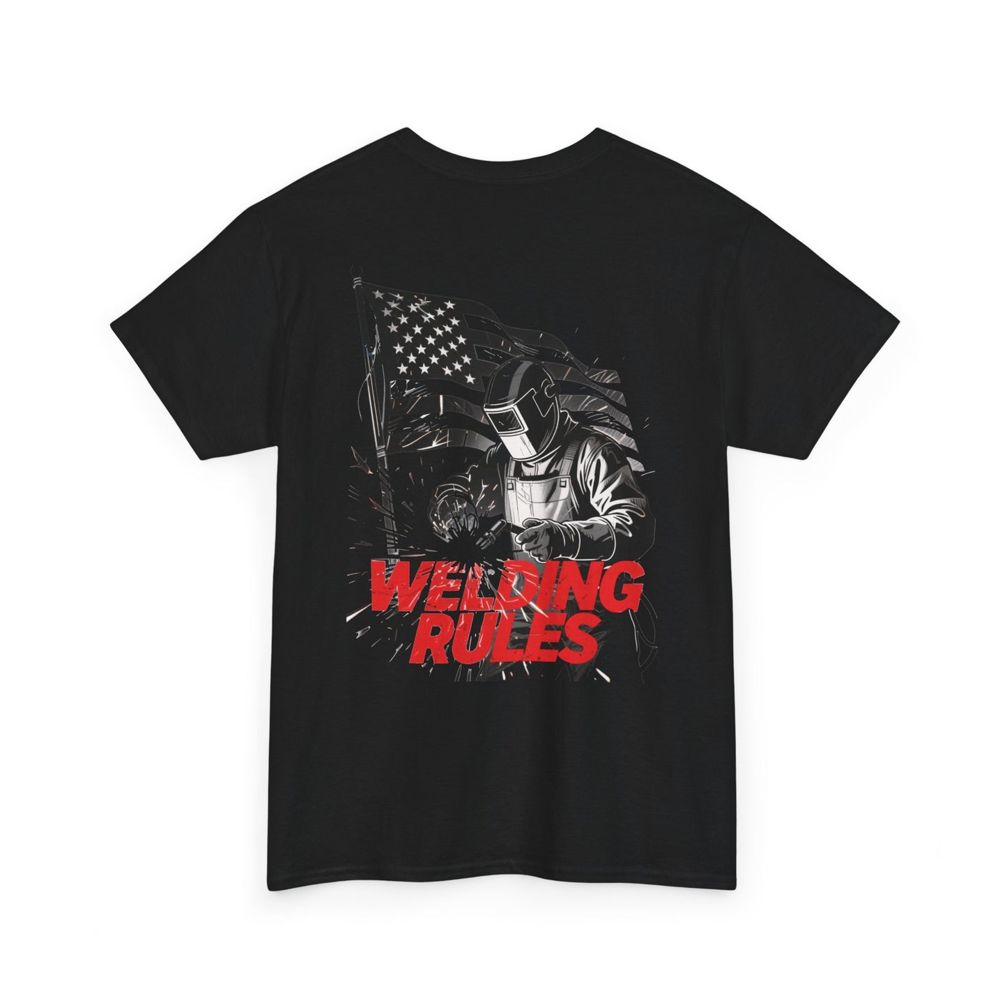 NOE “Welding Rules "Black Edition” Unisex Softstyle T-Shirt – Exclusive North Metal Design | Patriotic Welder Graphic Tee for Tradespeople