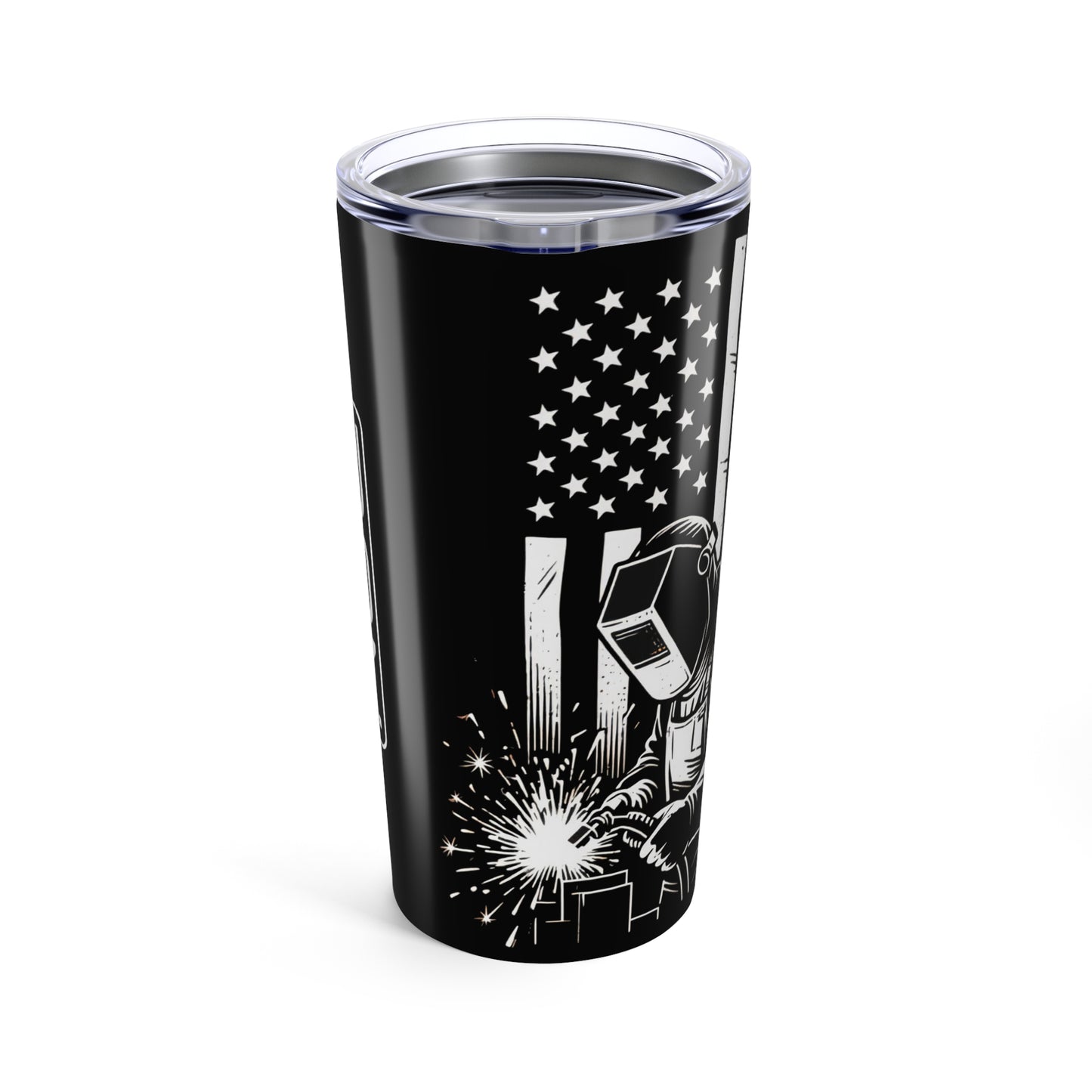 "NOE" Patriotic Welding Tumbler, Stainless Steel 20oz Cup, American Made Drinkware, Gift for Welders, USA Flag Tumbler, Custom Insulated Cup
