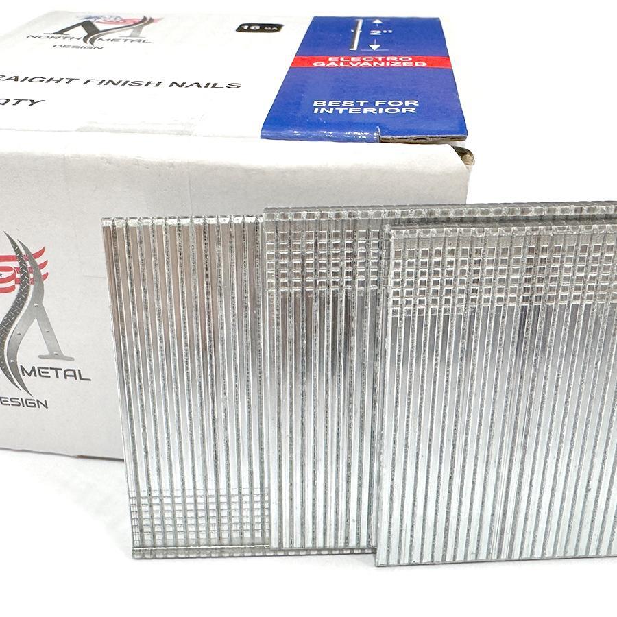 2" Straight Finish Nails (16 GA) Electro Galvanized – Box of 2,500